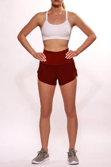 Women's Concealed Carry Runners Shorts from Alexo in Wine with polyester shell